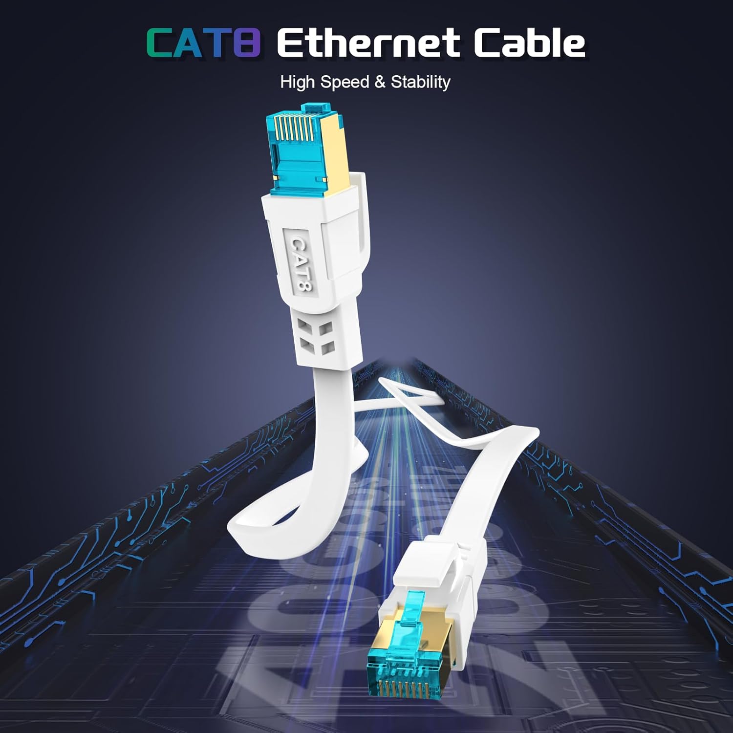 Cat 8 Ethernet Cable 125 FT, Heavy Duty High Speed 40Gbps 2000Mhz Internet Network Patch Cord, RJ45 Shielded Flat LAN Cable, Outdoor&Indoor Weatherproof S/FTP UV Resistant for Gaming, Router, Modem
