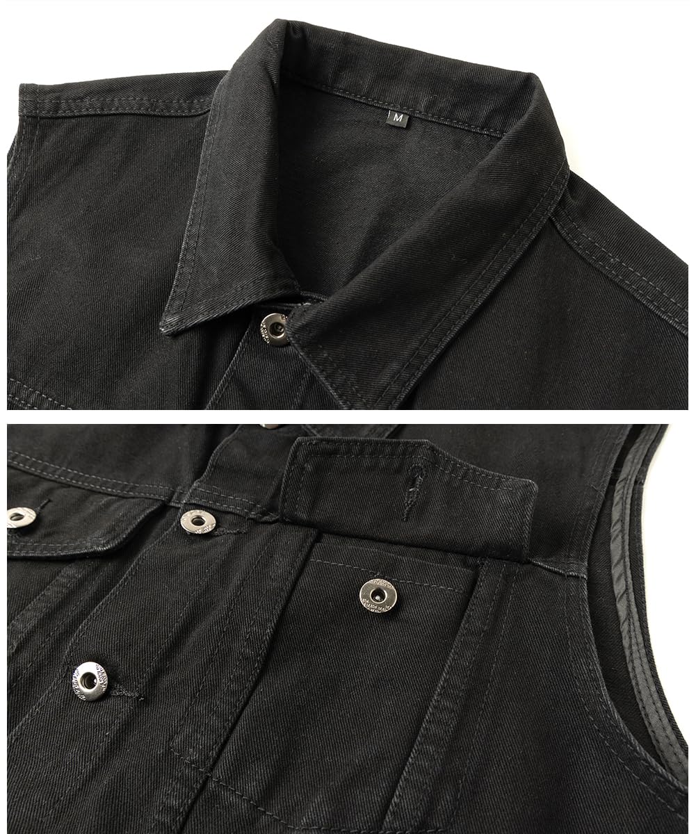 Chaleco Vaquero para Hombre Chaqueta Jeans sin Mangas Colete Motard Chaleco Tejano