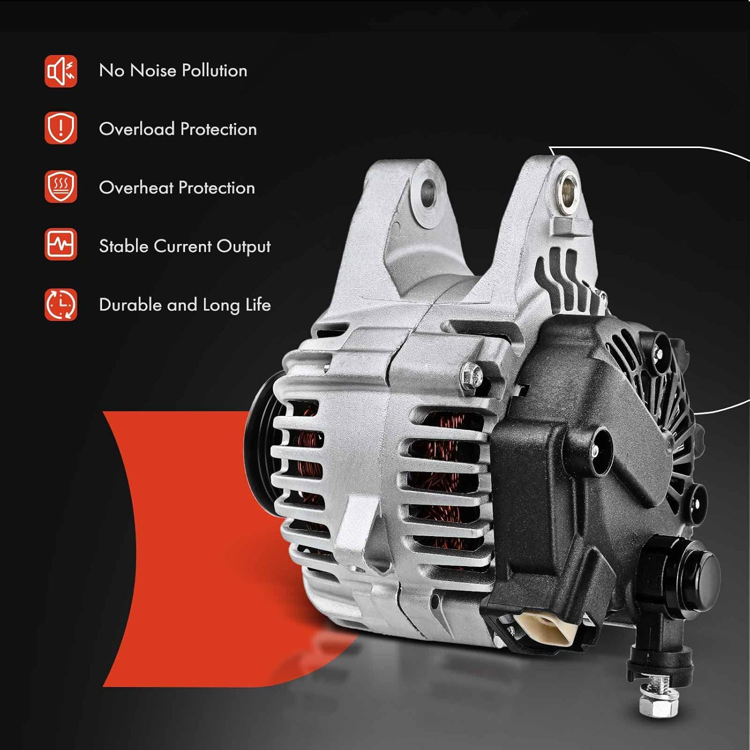 A-Premium Alternator Compatible with Hyundai Santa Fe 01-04, Sonata 99-04, Tiburon 03-04 & Kia Magentis 01-04, Optima 01-04, 2.5L 2.7L, 12V 110A CW 6-Groove Pulley, Replace# 37300-37405