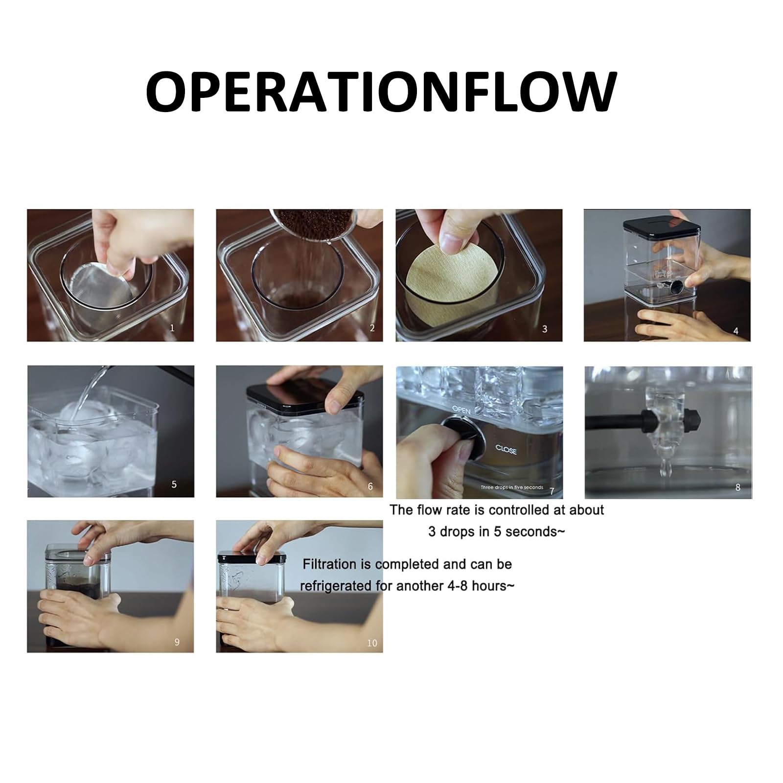 Cafetera De Goteo Cold Brew, 500 Ml, con Goteo De Velocidad Ajustable, Filtro De Acero Inoxidable, Prepara De 2 A 4 Tazas, Infusión Suave, Ideal para El Hogar Y La Oficina