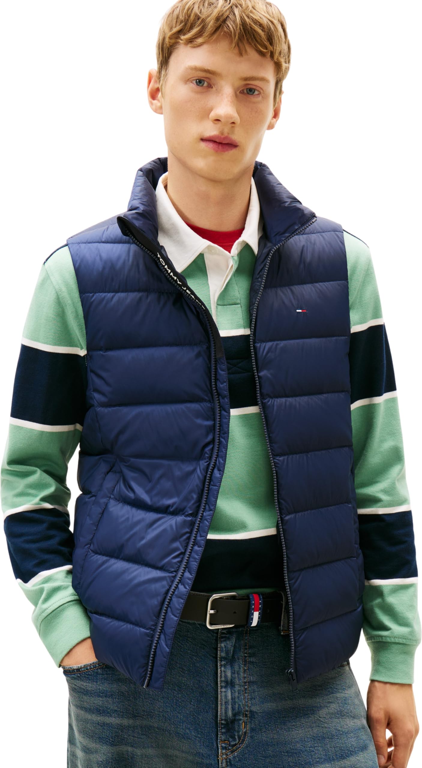 Tommy Jeans Men's Blue Waistcoats, M, Coats