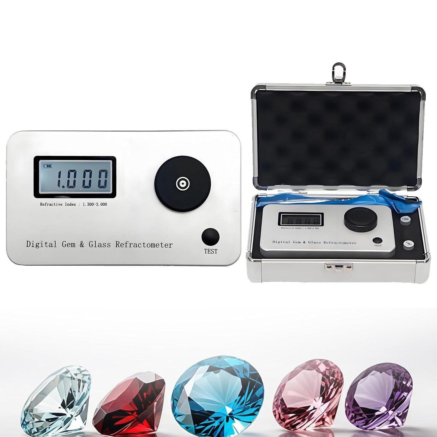 Réfractomètre Portable pour Pierres précieuses, testeur d'authenticité de Bijoux, Indice de réfraction 1,300-3,000, précision de Mesure 0,001, Applicable à diverses Pierres précieuses