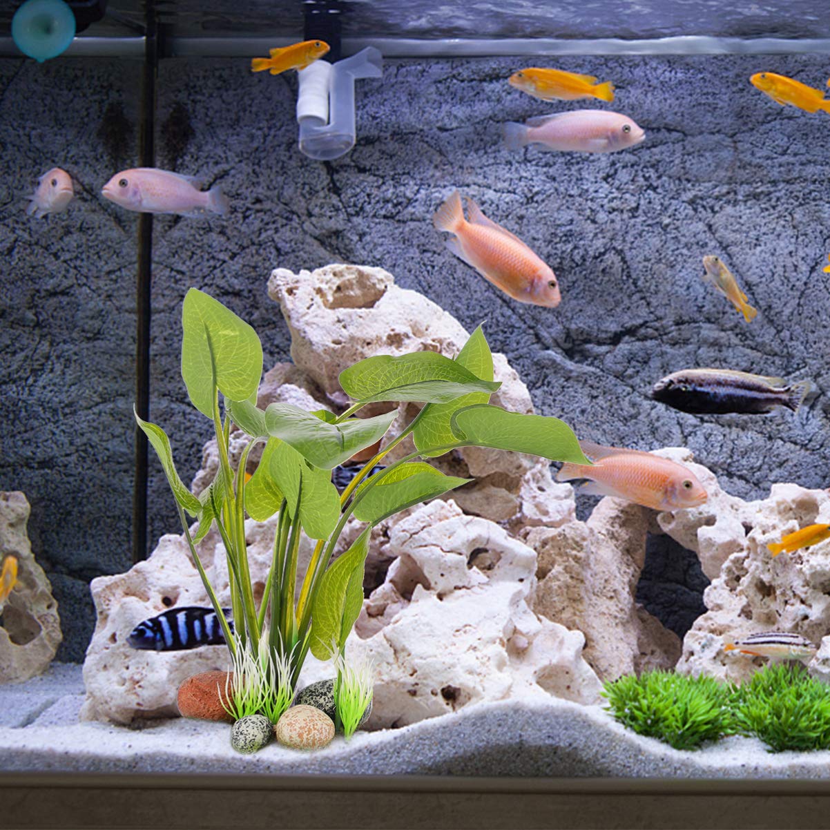 BESPORTBLE 2 Juegos De Hojas Artificiales Plantas De Césped Acuático Decoración De Plantas De Pecera Madera Flotante De Pared Falsas para Acuario Falsas Adornos para