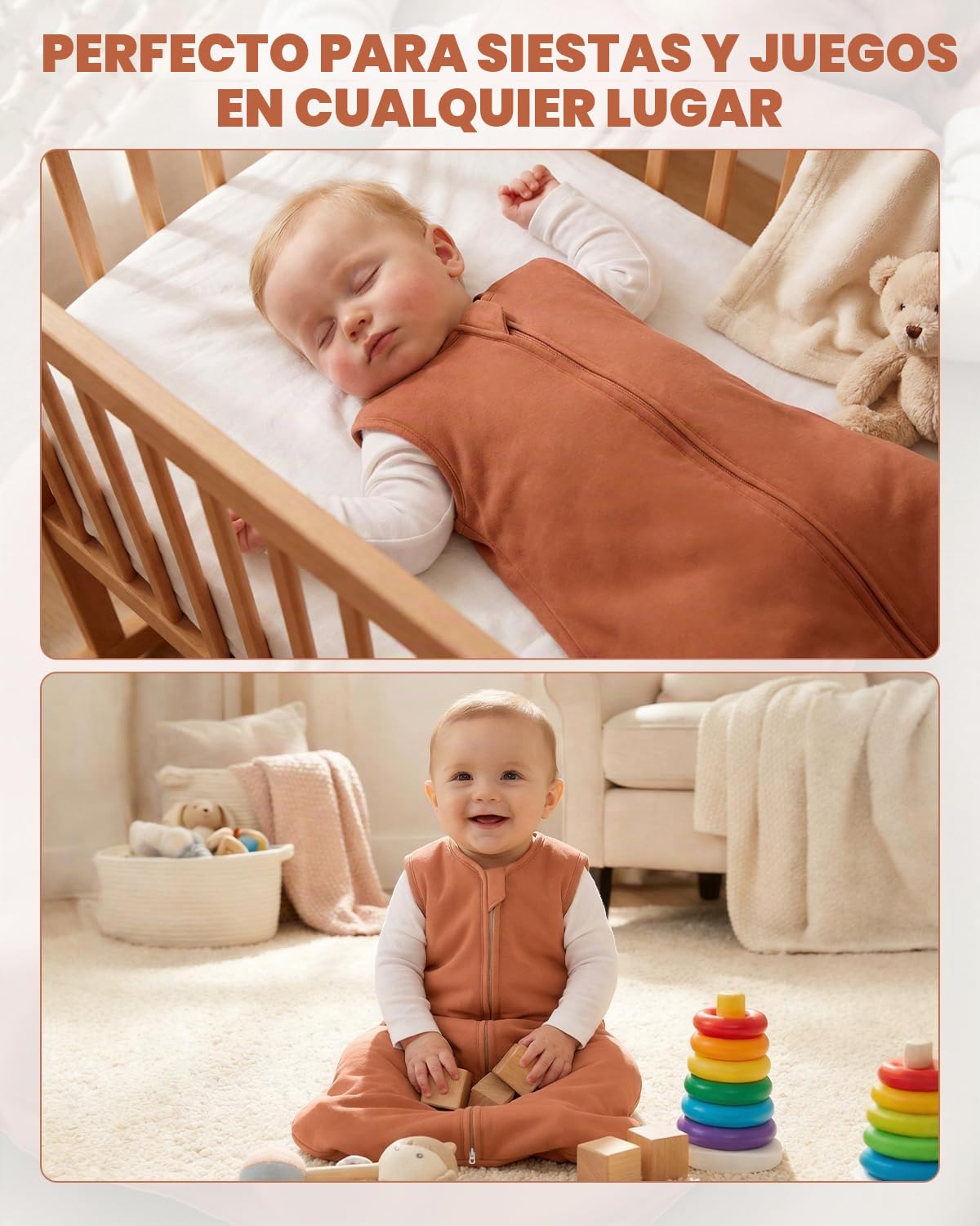 JiAmy Saco de Dormir Bébé Saco Dormir Bebe Invierno 1,5 TOG, Súper Cálido para Unisex Niñas Niños Oso naranja 0-6 Meses