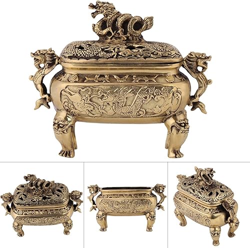Miniatura 3 de Incienso de carbón, 1 unidad, soporte de incienso de bronce antiguo, incienso de dragón chino de cobre para decoración del hogar