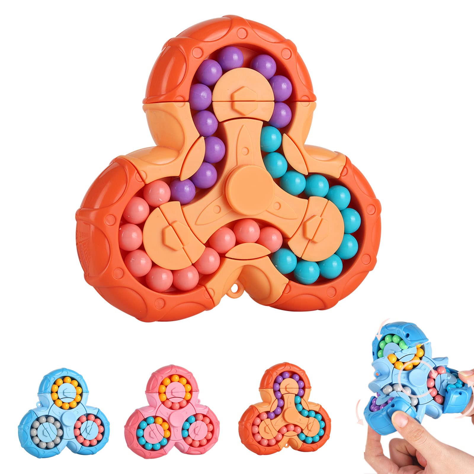 Magic Bean Rotating Cube Toy,Fidget Toy Spinner Ball Sorting Game Puzzle Brain Training Handheld Spinning Decompression Toy,Jigsaw Bean Toy Gifts for Kids,Teens,Adults Rotating Finger Cube Toy