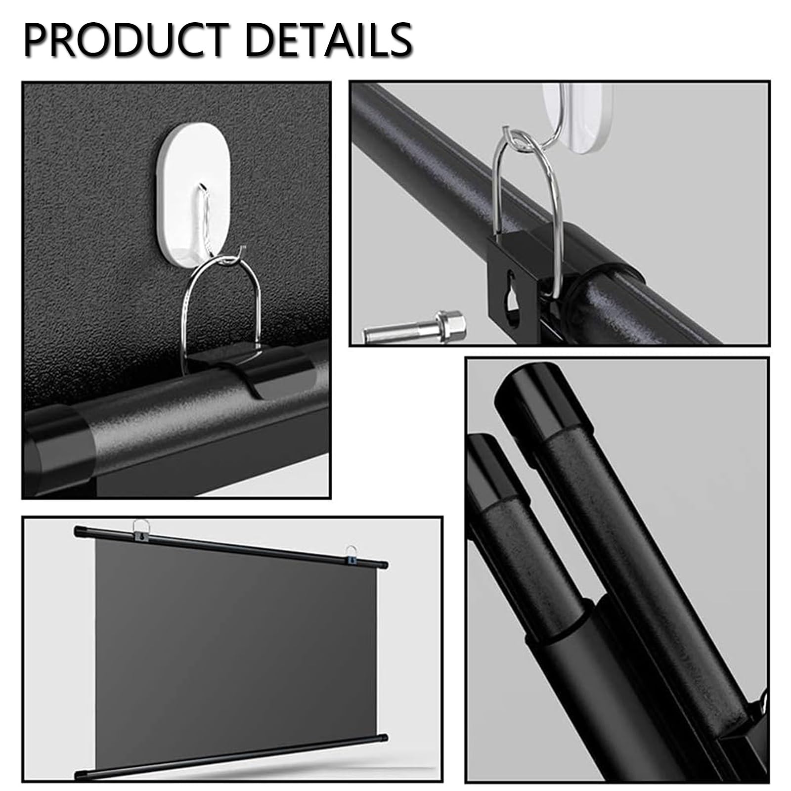 Pantalla Manual desplegable para Cine en casa de 60 a 72 Pulgadas, montada en Pared o Techo - Ganancia de 25 para Escuela, Cine en casa, Oficina y Fiestas