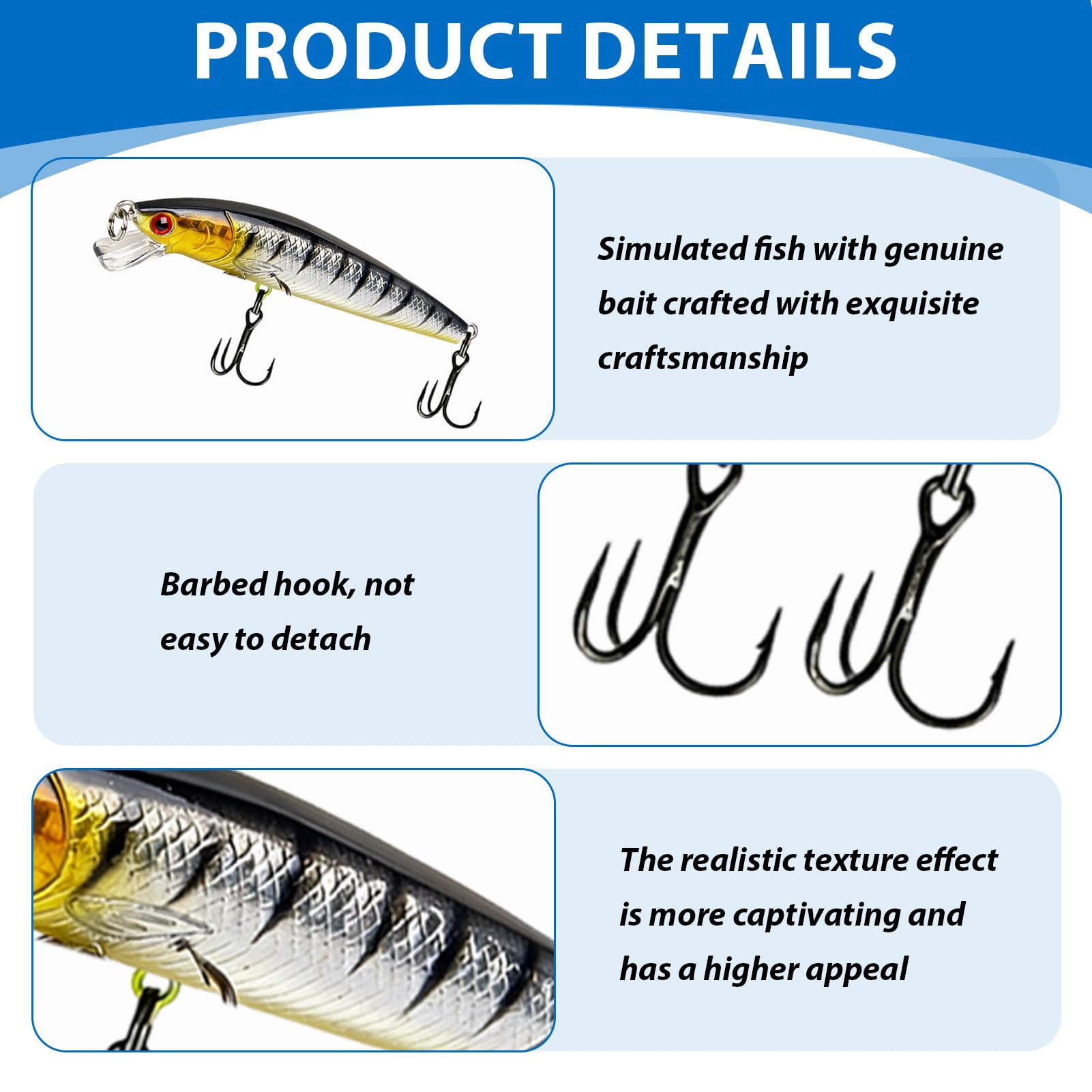 6 Piezas Cebo para Pesca Marina, Señuelos de Pesca Spinning para Trucha, Perca, Lucio, Perca, Cebos para Lubina para Pescas Marina en Agua Salada y Agua Dulce