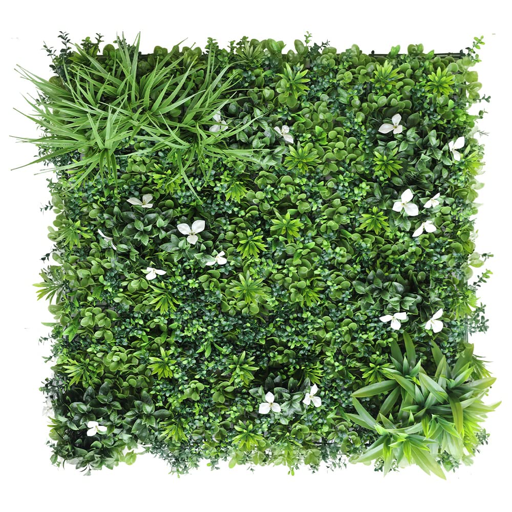 SunnyRoyal 1 panel de boj artificial de 40 x 40 pulgadas, seto topiario de pared de vegetación, pantalla de hiedra de privacidad, decoración de imitación para uso en interiores y exteriores,