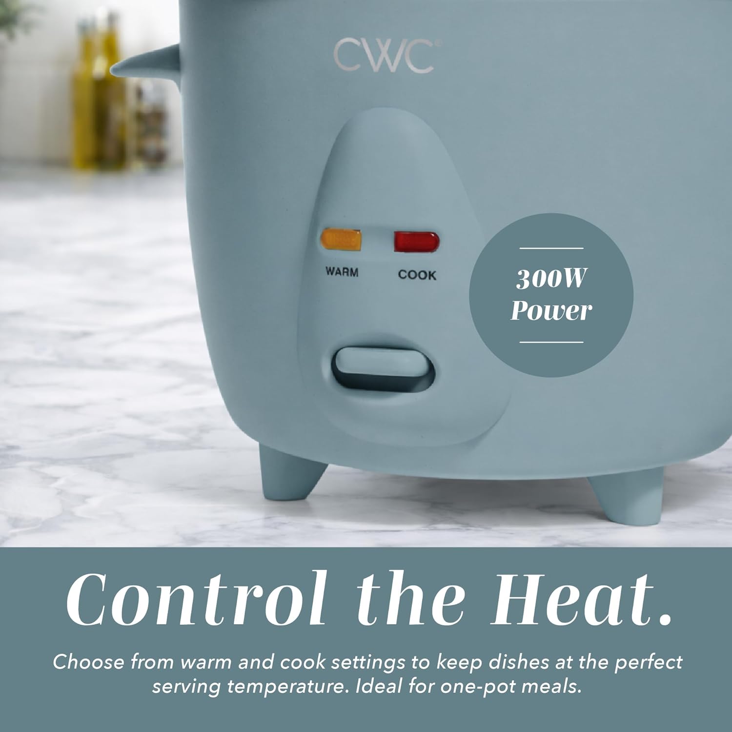 COOK WITH COLOR 6 Cup Rice Cooker 300W - Effortless Cooking and Perfectly, Cooks 3 Cups of Raw Rice for 6 Cups of Cooked Rice, Slate Blue