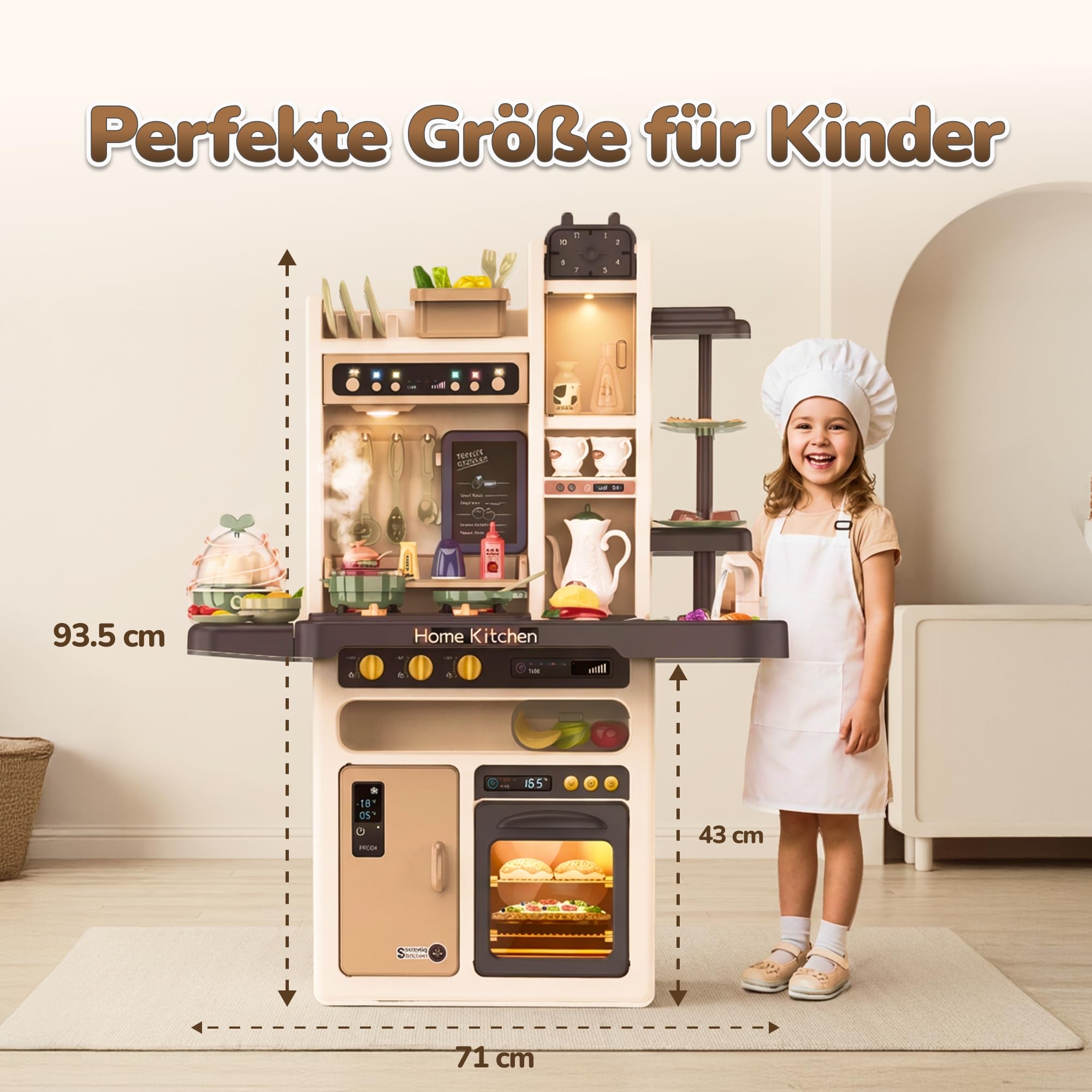 Kinderplay zestaw kuchenny, kuchnia dla dzieci - światło, woda, para, dźwięk, akcesoria kuchenne, KP3297