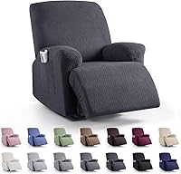 Vista 53 de KinCam Fundas para Reclinables, Fundas Elásticas para Sillas Reclinables, Fundas para Sofá Reclinable con Diseño de Rayas Jacquard, Fundas