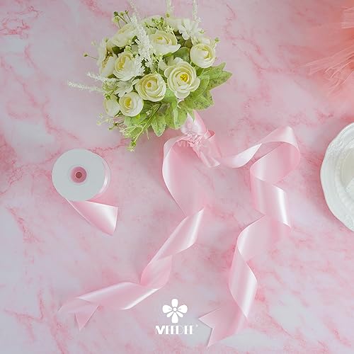 Miniatura 5 de MEEDEE Cinta de satén rosa  Cinta de satén de doble cara de 2 pulgadas por 25 yardas para envoltura de regalos, manualidades, bodas, ramos de