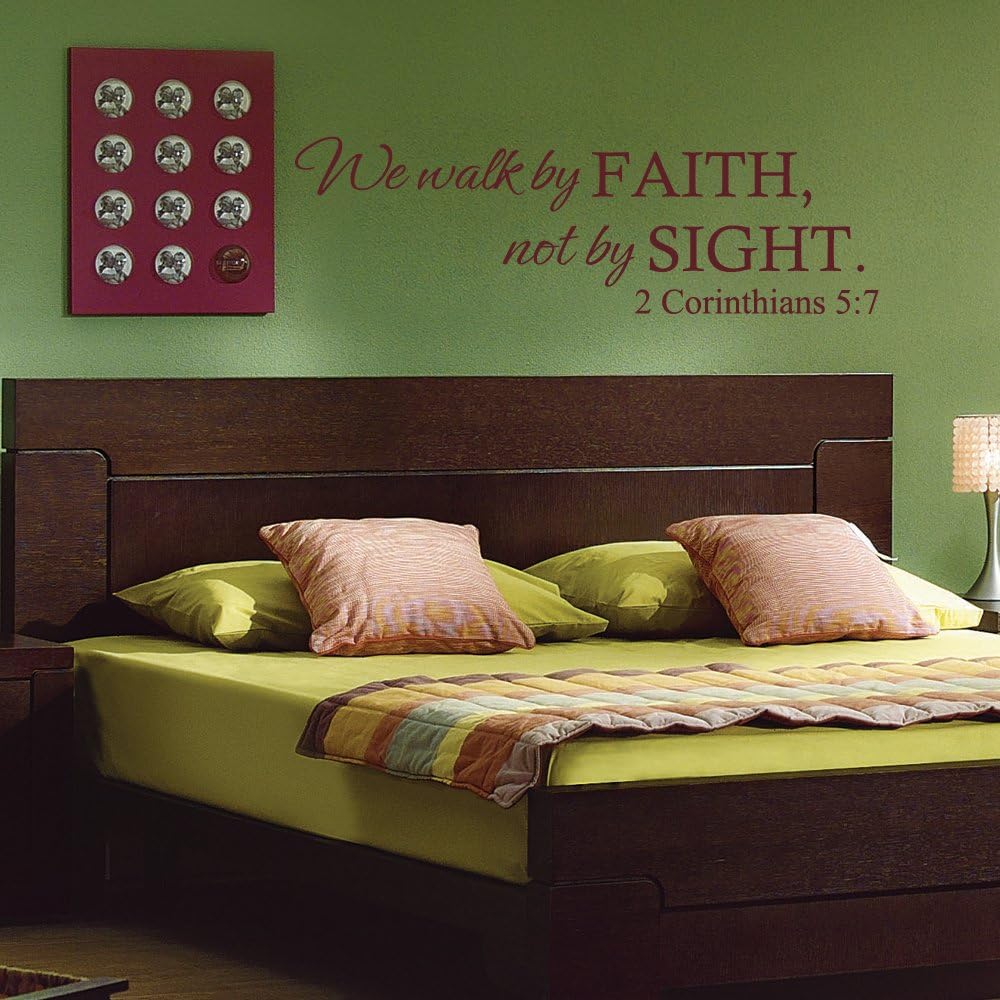 DigTour WallArt We Walk by Faith,Not by Sight (2 Corinthians 5:7) - Wall Quote Christ Bible Decal Art Sticker Home Decor (Dark Brown, Large)