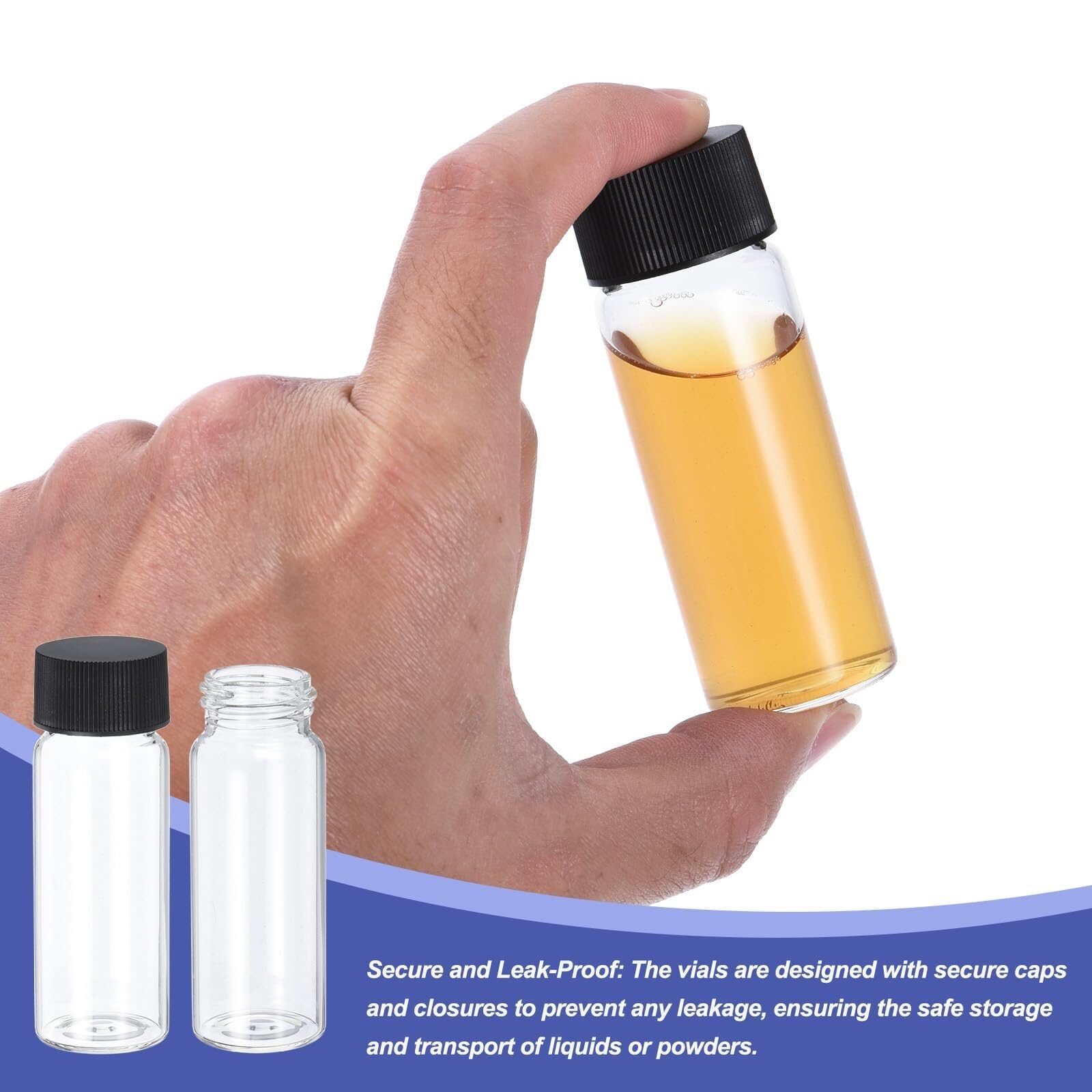 2ml Borosilikatglas-Fläschchen, 100er Pack Dichte Probenflaschen mit Schraubverschluss für Labor und Haushalt(30ml)