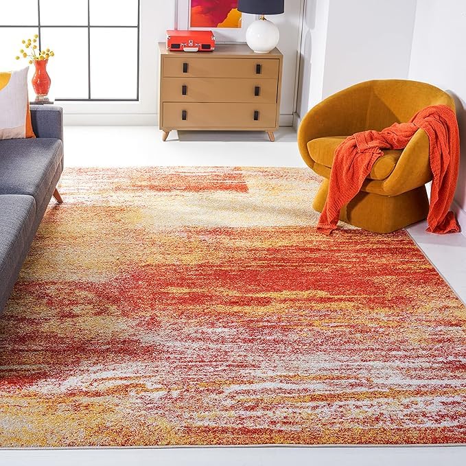 Tapis abstrait moderne rouge 160x230cm grand salon et bureau