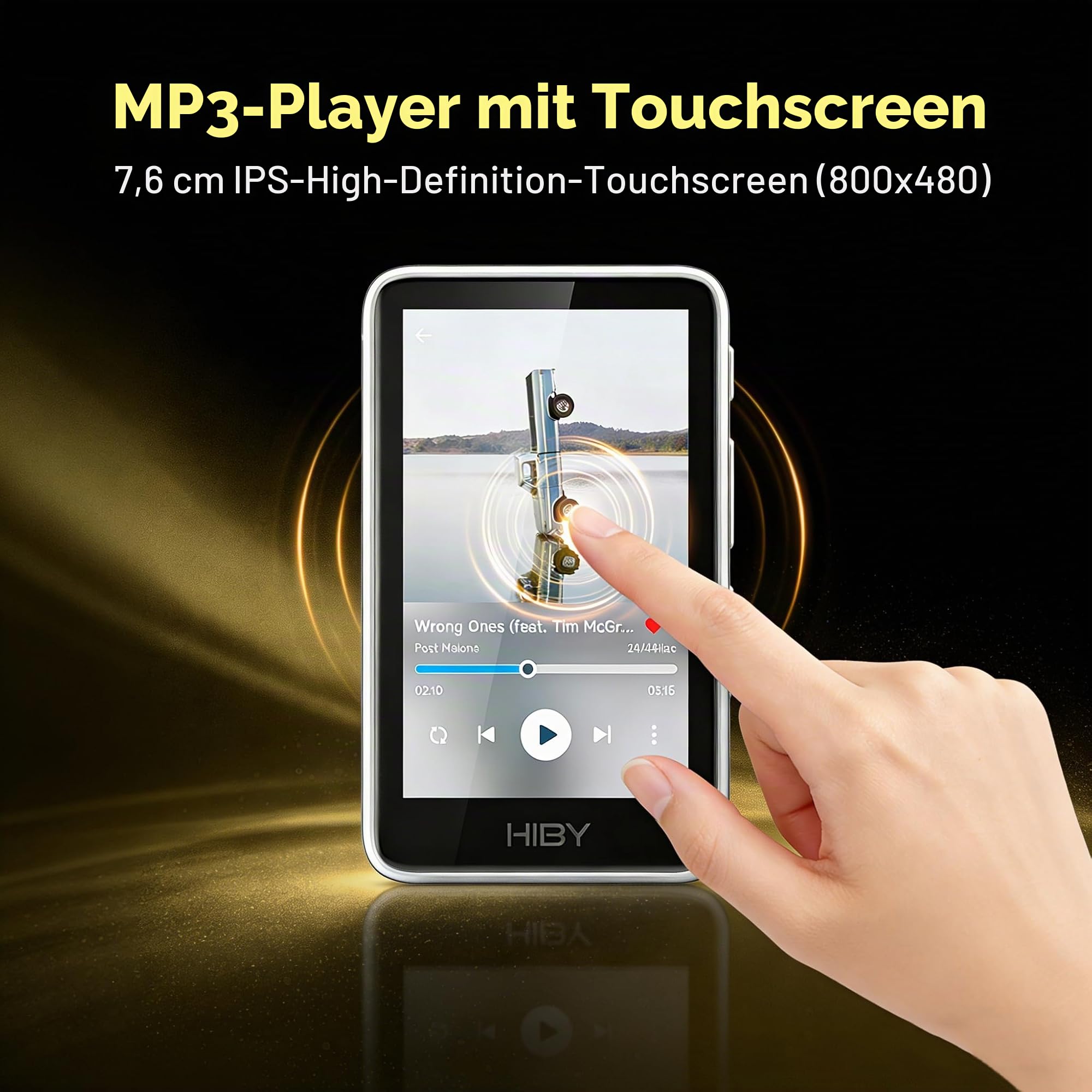 HiBy Music R1 Bluetooth MP3 Player mit Touchscreen, Hi-Res Audio & Wireless Dual zertifiziert, unterstützt Tidal & Qobuz Streaming, LDAC, erweiterbarer Speicher bis zu 2 TB, 15 Stunden Spielzeit
