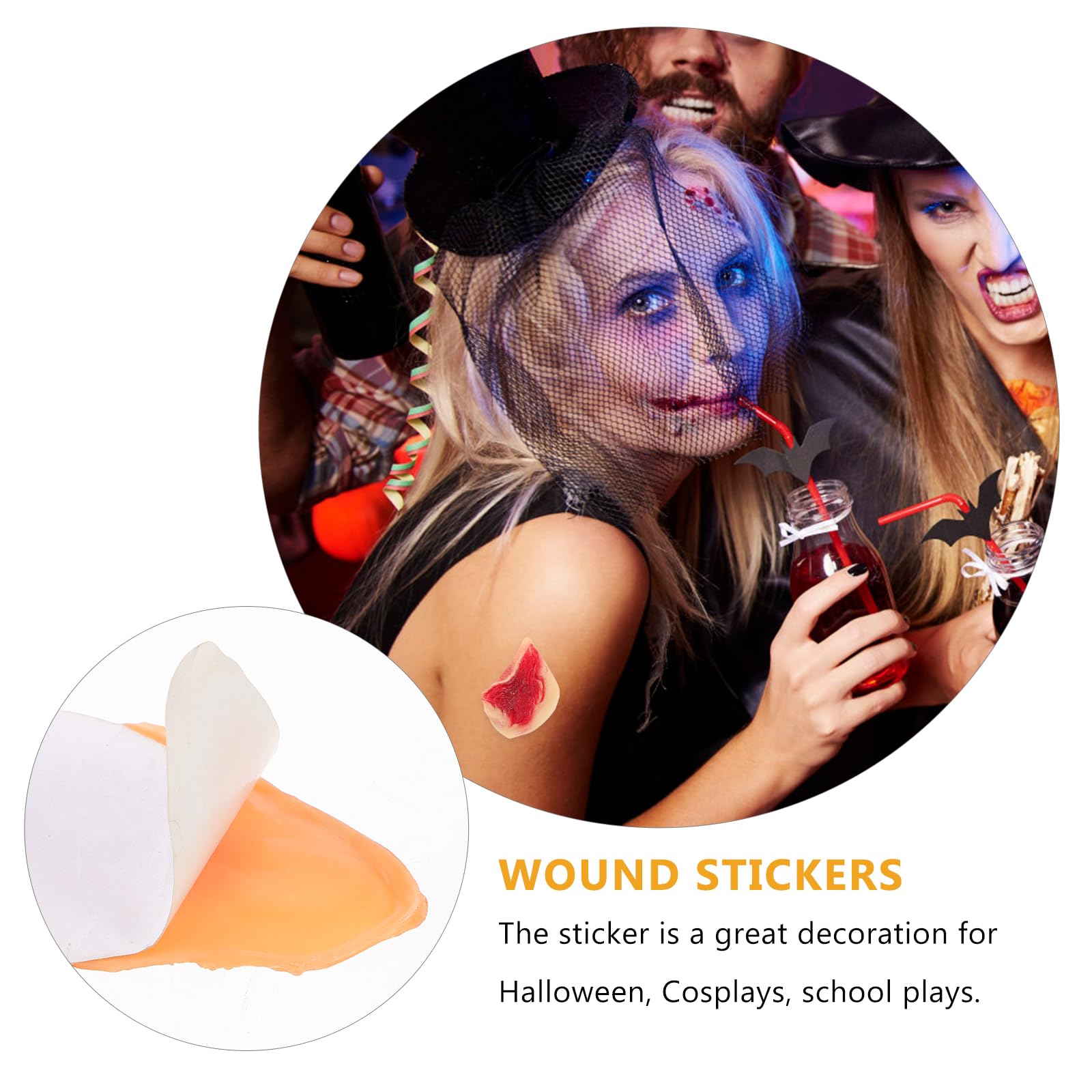 Healvian Temporary Halloween 3D Fake Scars Blood Stickers 4 Pcs Realistic Zombie Wound Masquerade Prank Face Body Makeup - Image 3