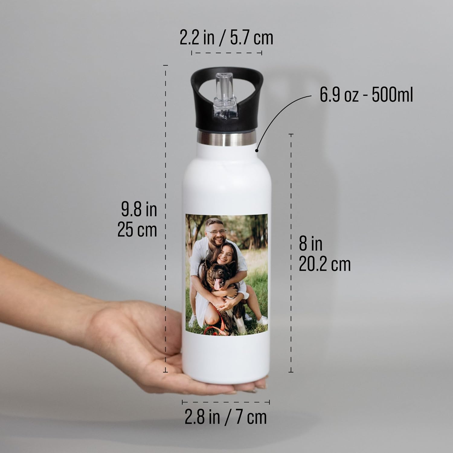 Custom photo water bottle with lid, personalized 500ml insulated drinking pictures thermal hot & cold beverages cups, thermo gift for women & men, friends, birthdays, christmas. - Image 6