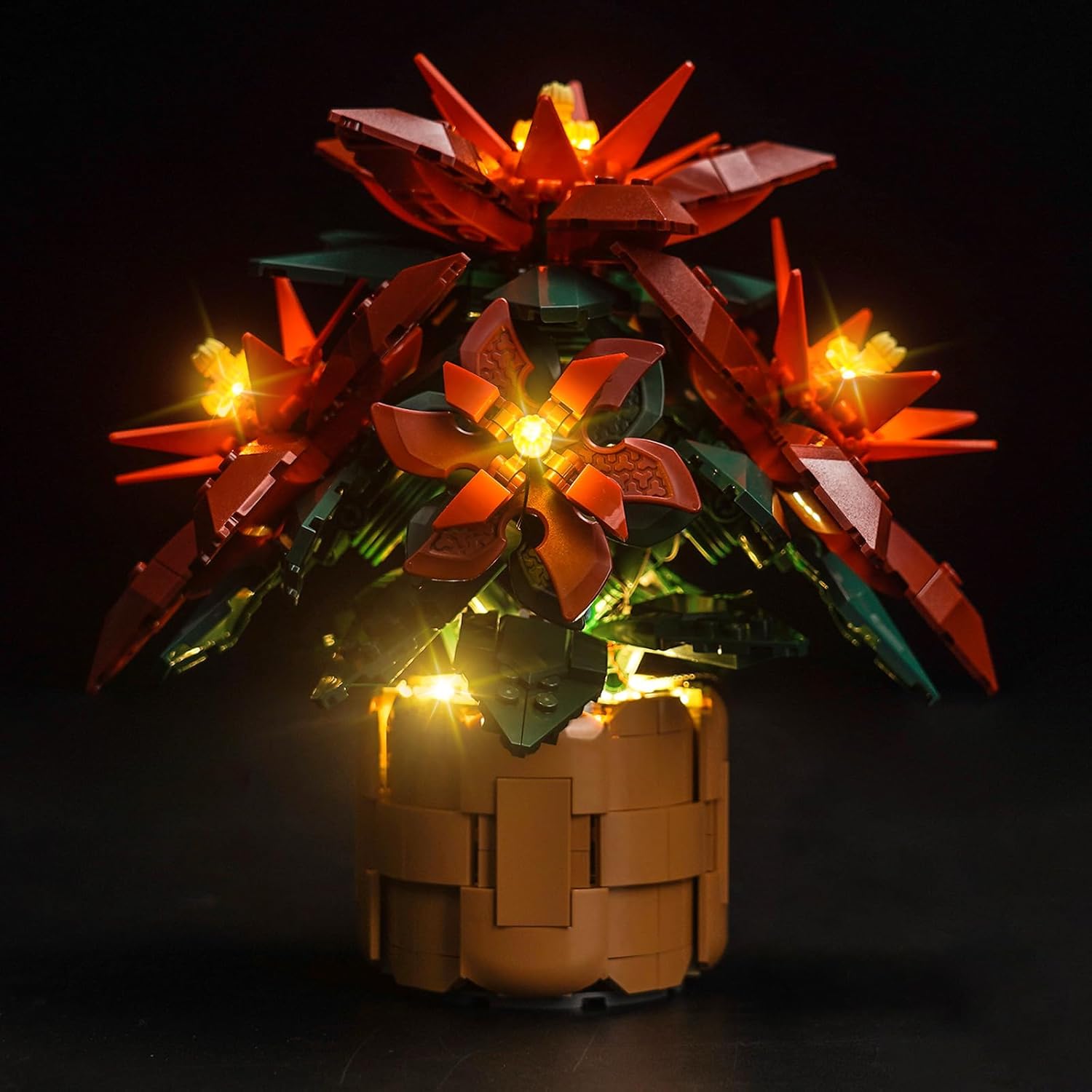 BrickBling Light Only, Compatible with Lego Icons Poinsettia Flower Décor, LED Lighting Compatible with Lego 10370 - Light Kit Only, Not Come with Model