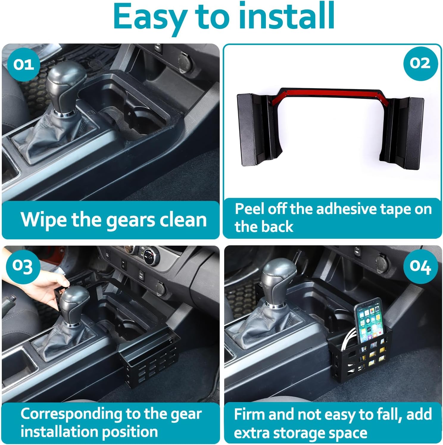 CHEAYAR Shifter Storage Box Fits for Toyota Tacoma 2016-2020 2021 2022 2023, Aluminum Alloy Center Console Gear Shift Side Tray Storage Organizer Box, Auto Interior Storage 3rd Gen Tacoma Accessories