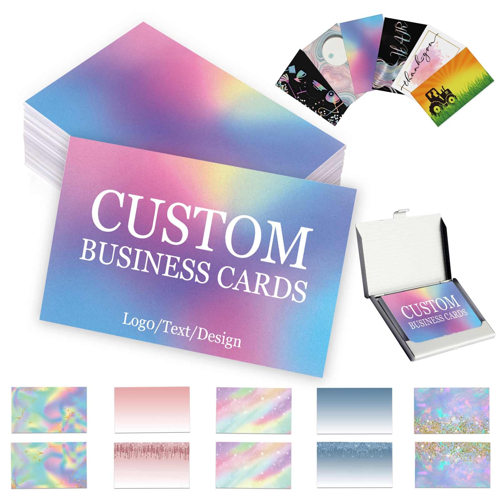 Custom Business Cards Customized with Logo Text Personalized Glitter Template Business Cards 1000 500 200 100 Printable Double Sided 3.5"x 2"