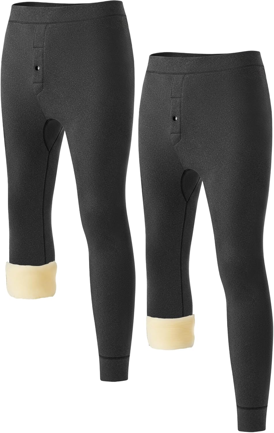Patelai 2 Pack Mens Thermal Long Underwear Pants Winter Heavyweight Fleece Lined Underwear Bottom Cold Weather Base Layer