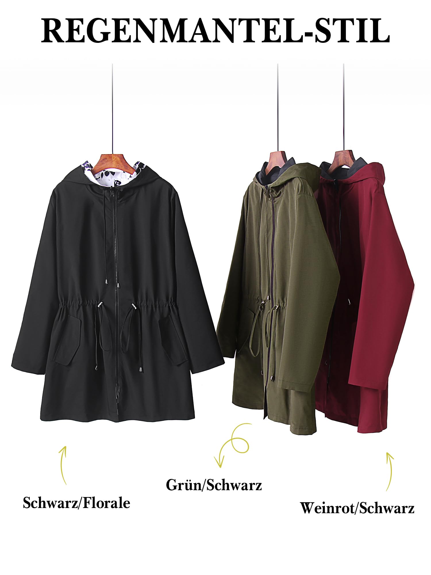 Chubasquero para mujer, tallas grandes, reversible, ligero, cortavientos, impermeables, con capucha, chaqueta deportiva para exteriores