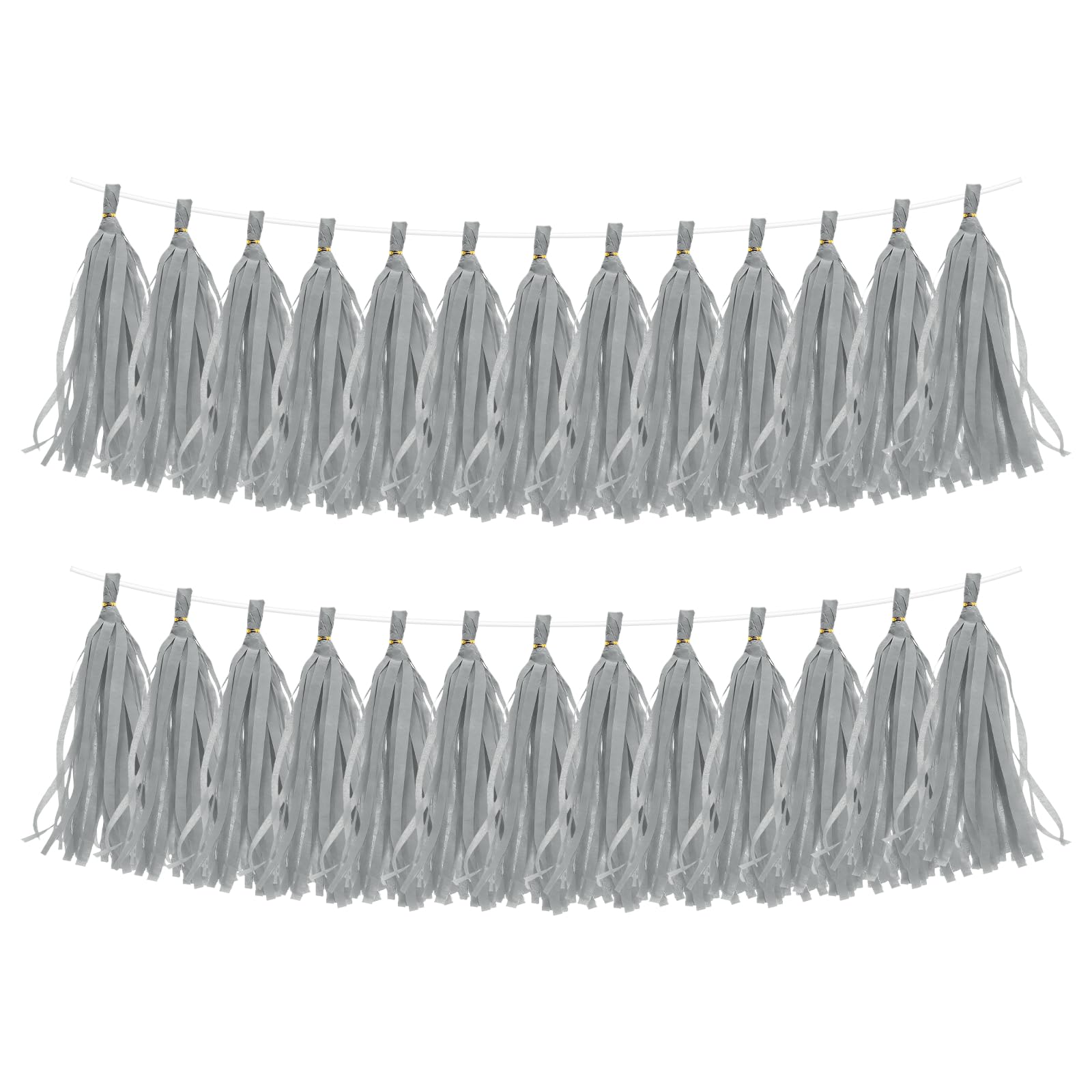 sourcing map 30Pcs Paper Tassels Garland, Tassel Garland Banner with Rope and Tie Wire for Party Decorations Wedding Decorations Football Party Engagement Decor DIY, Gray