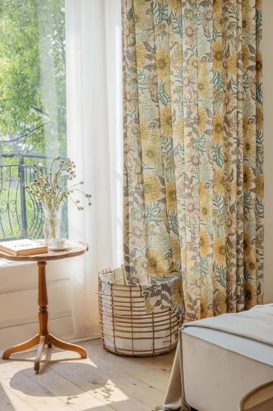 カーテン PSD4003 Amazon｜ファームハウス リネンカーテン 長さ102インチ イエロー セミ