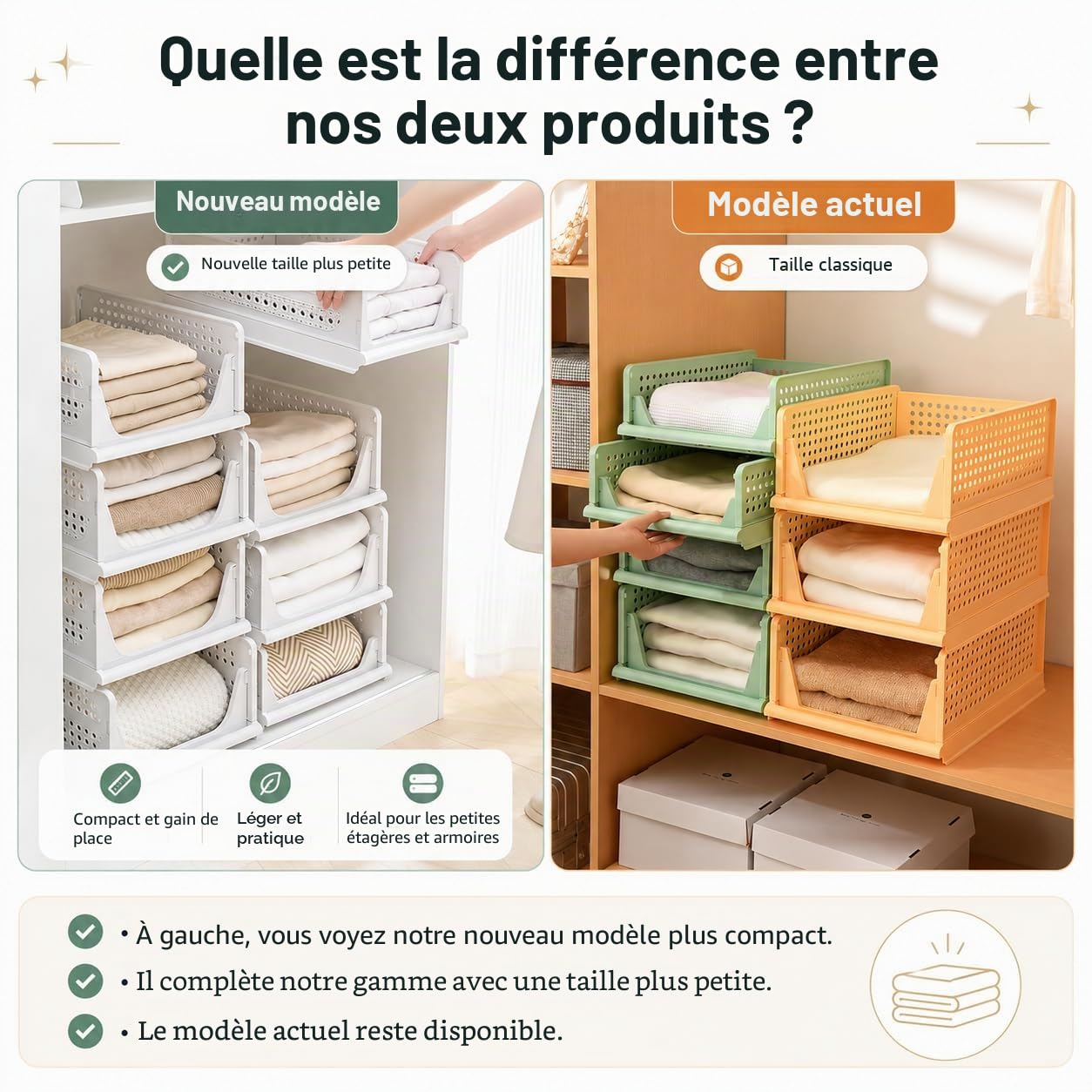 RMAN Lot de 3 Rangement Vetement, Organisateur Armoire Vetement Blanc