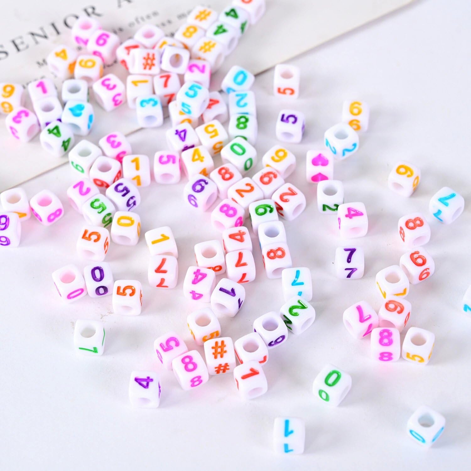 DAHI 800pcs Square Number Beads Acrylic Cube Color Number Bead White Craft Beads 0-9 for Jewellery Crafts DIY Necklace Bracelet Decoration (Color Number) - Image 3