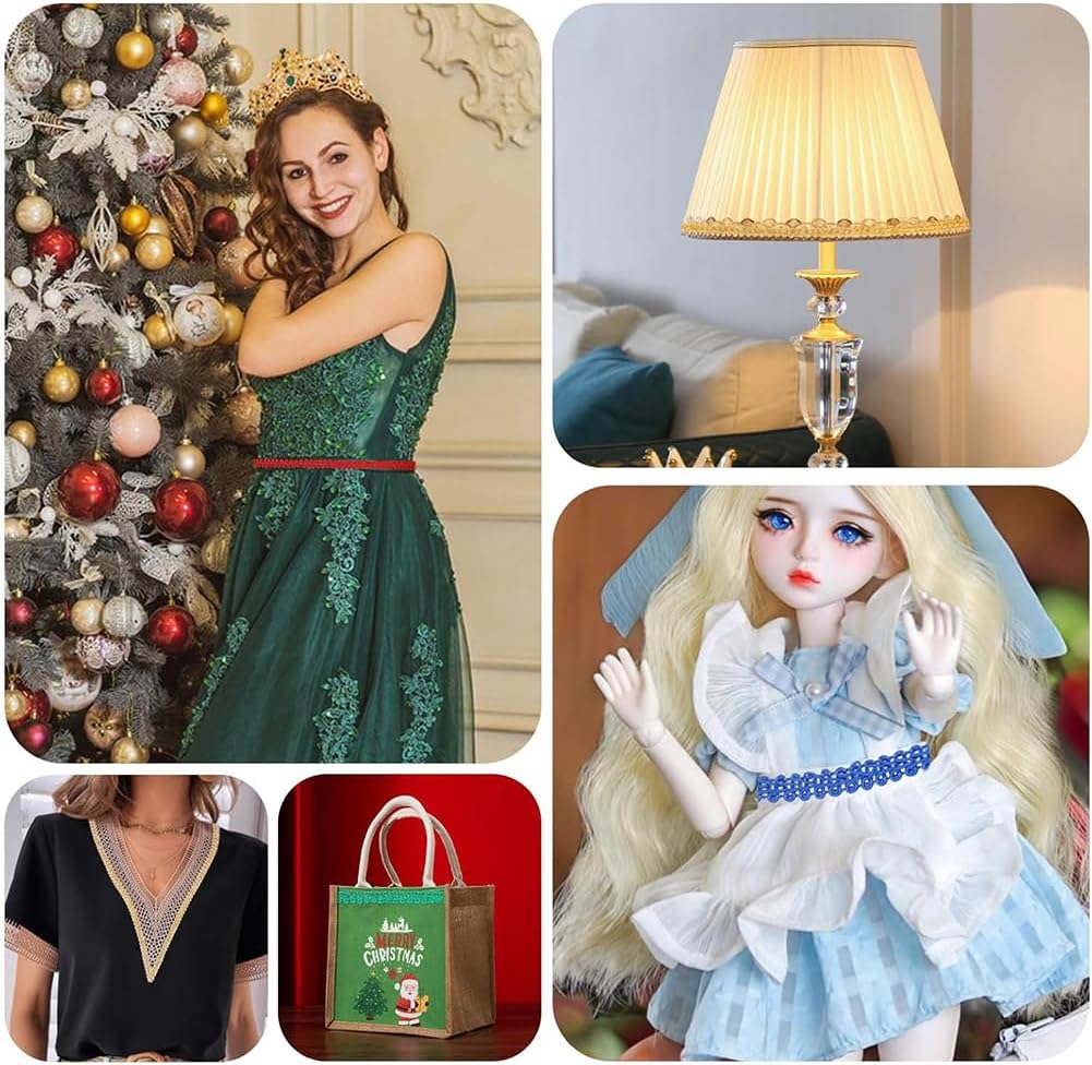 GLOBLELAND 75 Yards 15 Colors Tiny Wave Gimp Braid Trims for Clothes Sewing Craft Herringbone Rick Rack Fringe Trim Ribbon Centipede Lace Ribbon Trims for Doll Supply Wedding Dress Decor