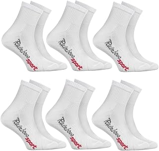 Niño Niña Calcetines Deporte Colores Algodón - 6 Pares - Blanco - Talla 30-35