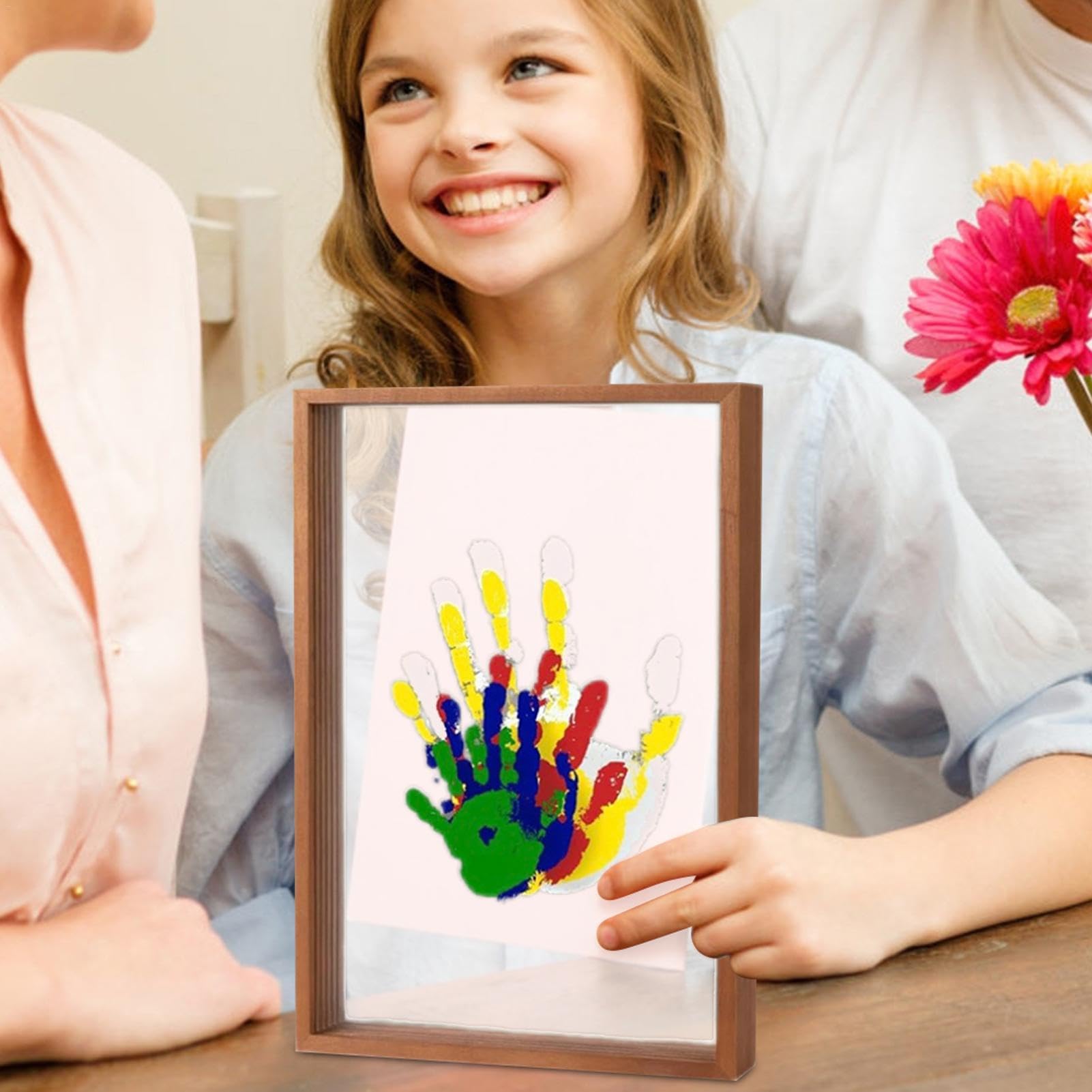 Handabdruck-Set für frischgebackene Eltern, Andenkenrahmen mit transparenten Blättern, Babysicheres Mal-Bastelset für Erinnerungen nach der Geburt