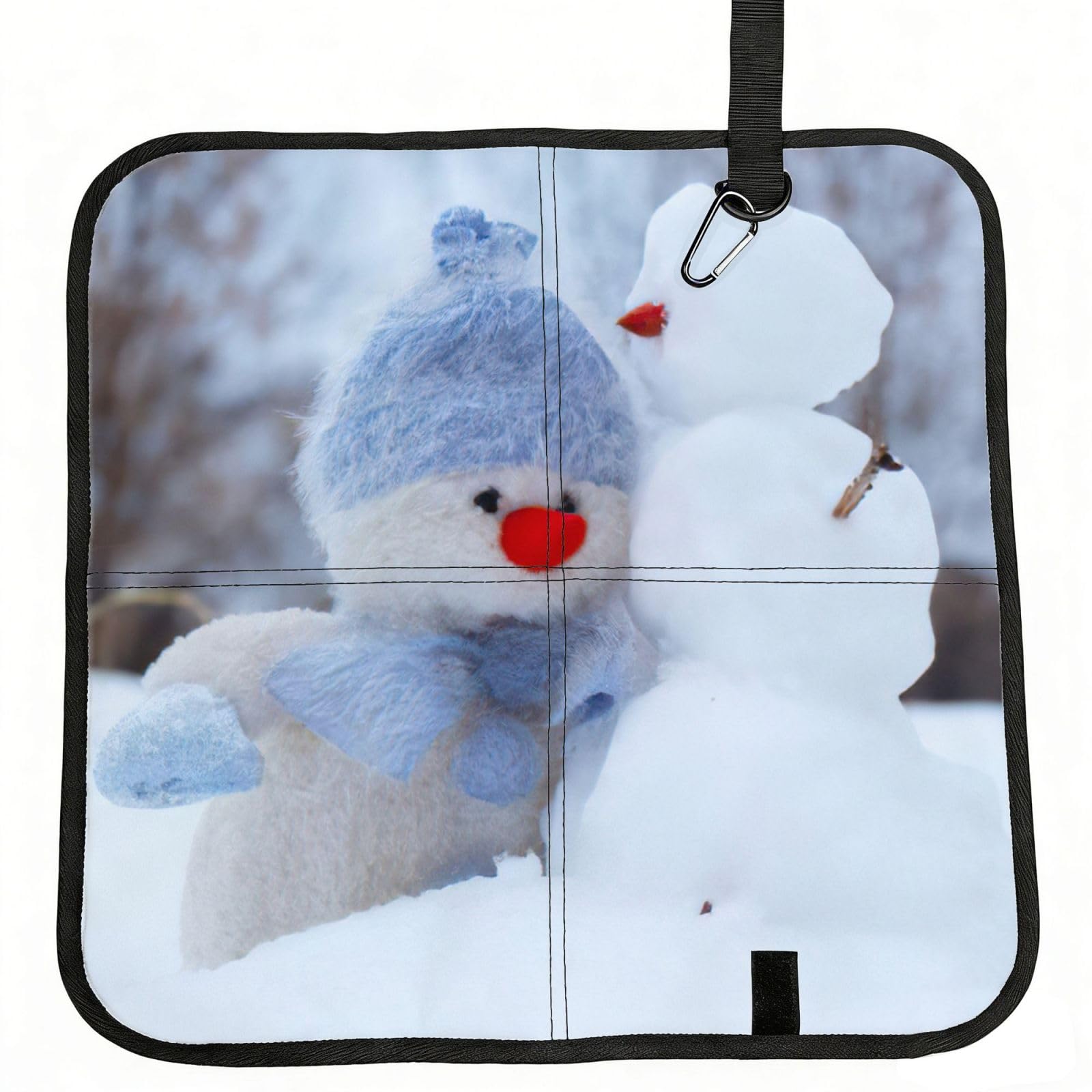 bghdfa Cute Snowman Print Outdoor Sitting Mat Waterproof Oxford Cloth Seat Cushion Folding Foam Camping Seat For Picnic