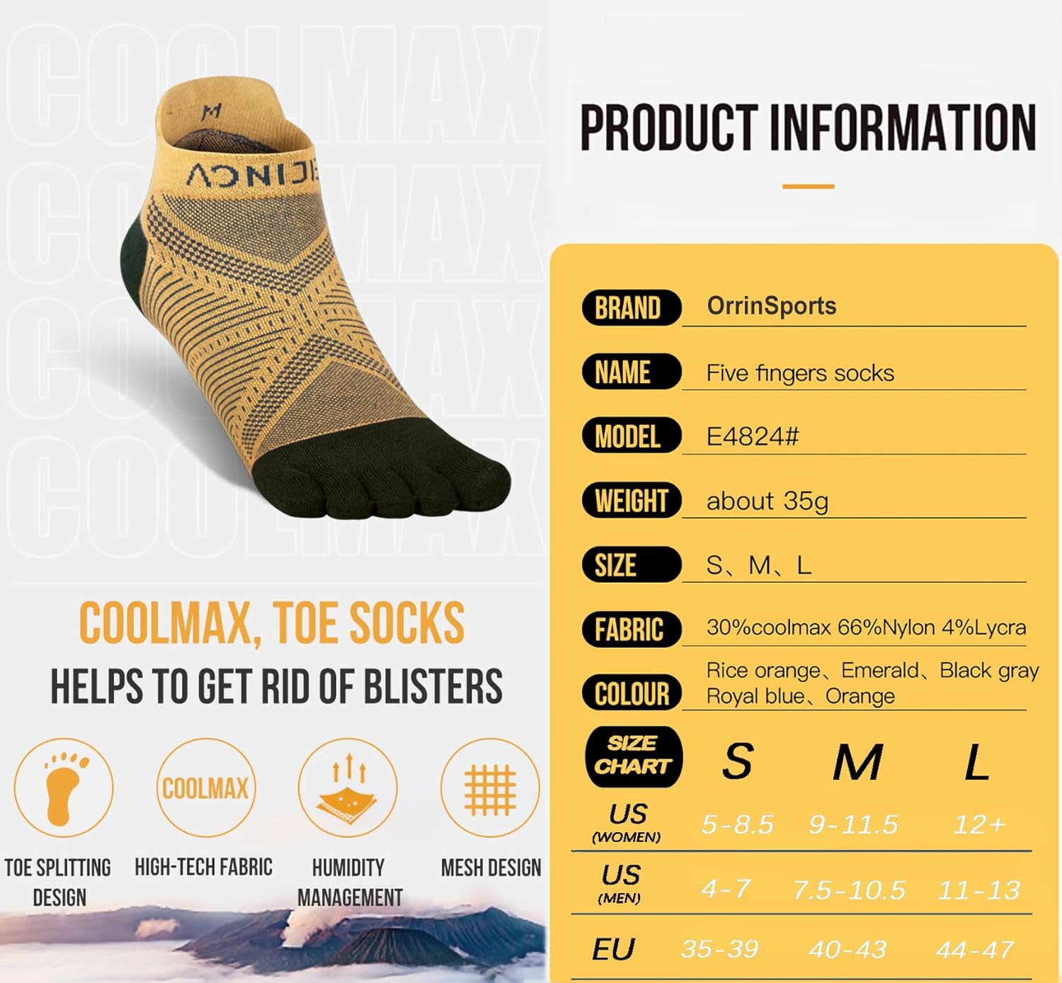 Toe Socks Cool-max Running Socks for Men Women 3 Pairs Athletic Breathable Five Finger Socks - Image 2