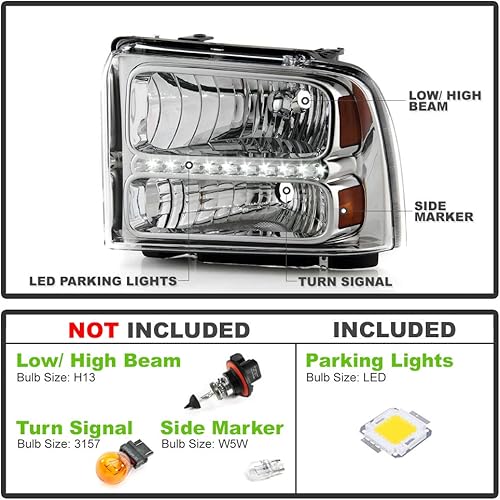 Miniatura 2 de ACANII - Faros delanteros LED Superduty para Ford F250 F350 F450 F550 Superduty 2005-2007, par 2006 del lado del conductor + del pasajero