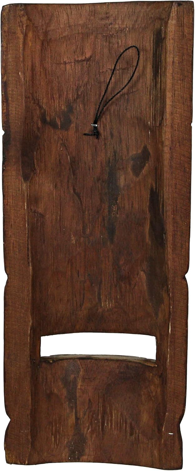 Things2Die4 Set of 2 Brown Wood Natural Tiki Mask Wall Hangings-Abstract Design 12 Inches High