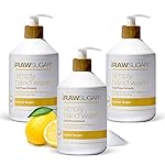 RAW SUGAR Simply Hand Wash, 16.9 Fl Oz (Pack of 3) Lemon Sugar Liquid Hand Soap for Kitchen or Bathroom, Cleanses & Refreshes Hands, Formulated without Sulfates & Parabens