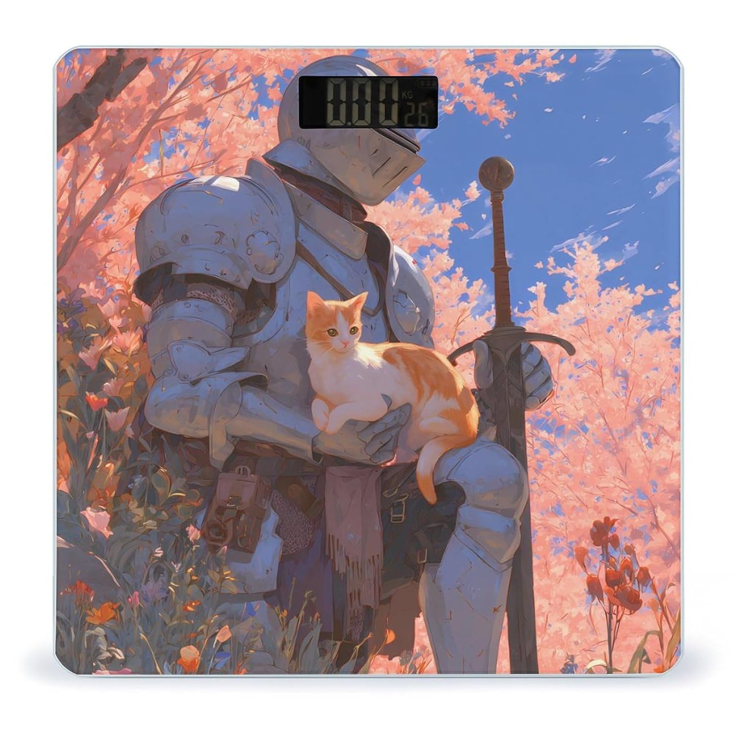 Knight Holding A Cat Digital Body Weight Scale LCD Backlight Display for Bathroom Gym