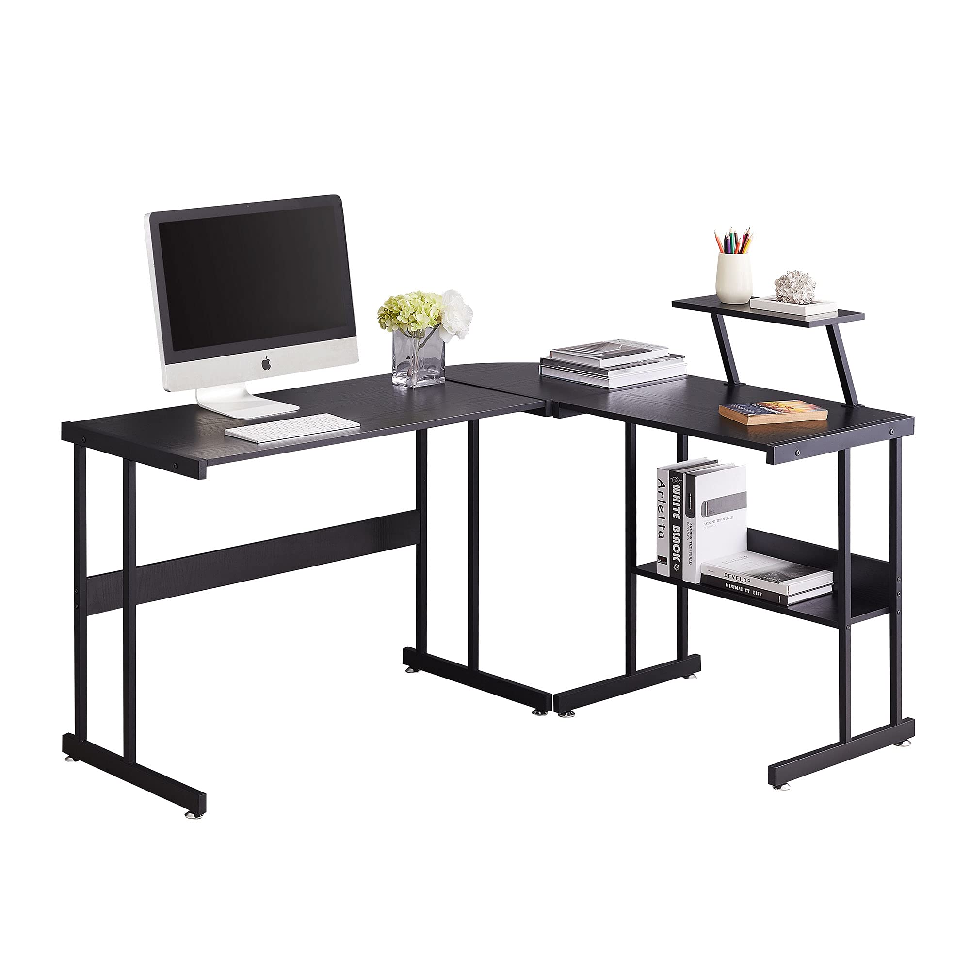 Buy AMOSIC Computer Desk, 58'' LShaped Corner Desk with Monitor Stand