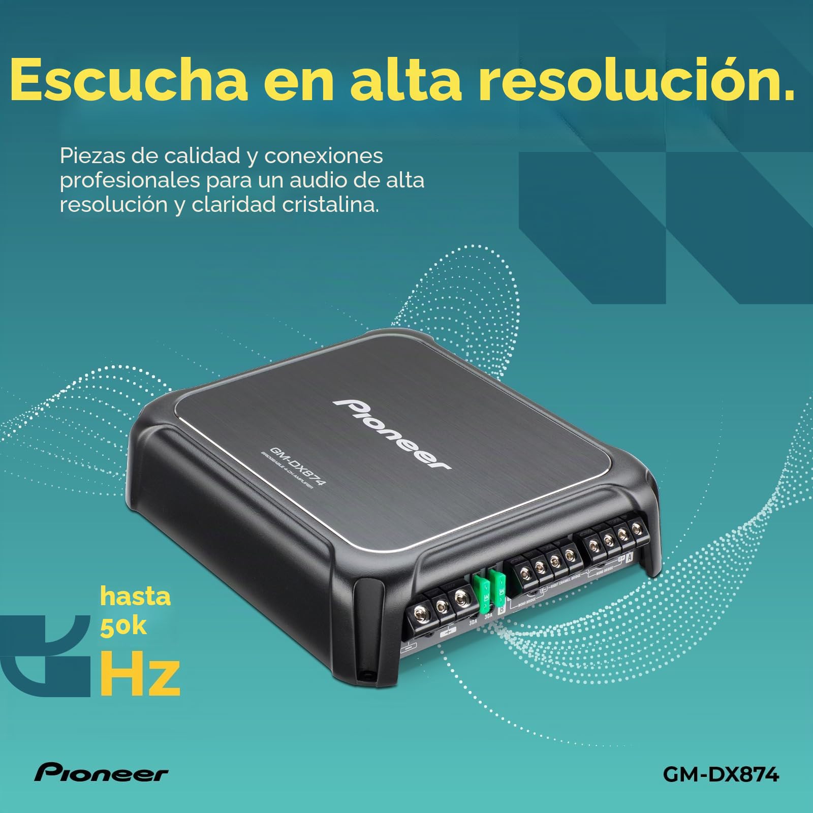 Pioneer GM-DX874 - Amplificador de audio estéreo de 4 canales clase D para coche, 1200 W máximo