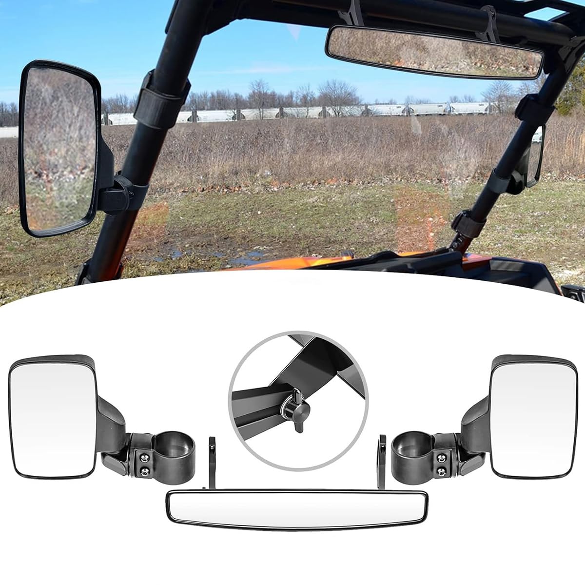 Espejo retrovisor UTV for Segway Fugleman UT10 Crew 2022 2023 2024 2025 2026, espejo lado a ajustable plegable con vidrio resistente a roturas, se adapta a jaula antivuelco de 1.75-2 pulgadas(A)