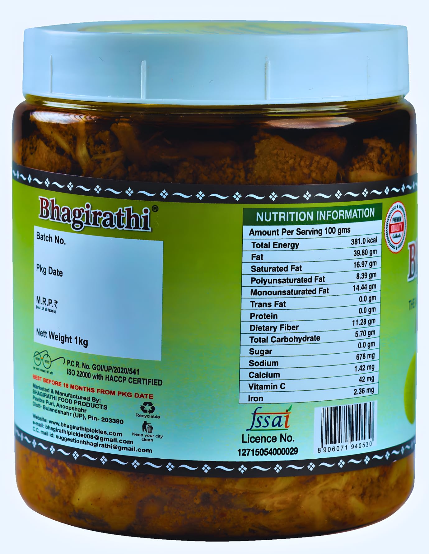 Bhagirathi Homemade Kathal Pickle 1kg Authentic Traditional Jackfruit Achar Tangy & Spicy Mustard Oil Recipe 100% Natural No Artificial Preservatives 1