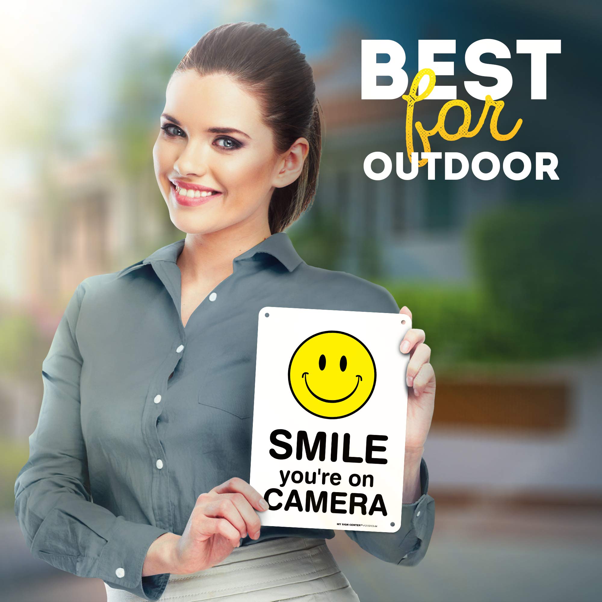 Rust-free Aluminum Security Signs Smile! You're On Camera Signs - 4 ...