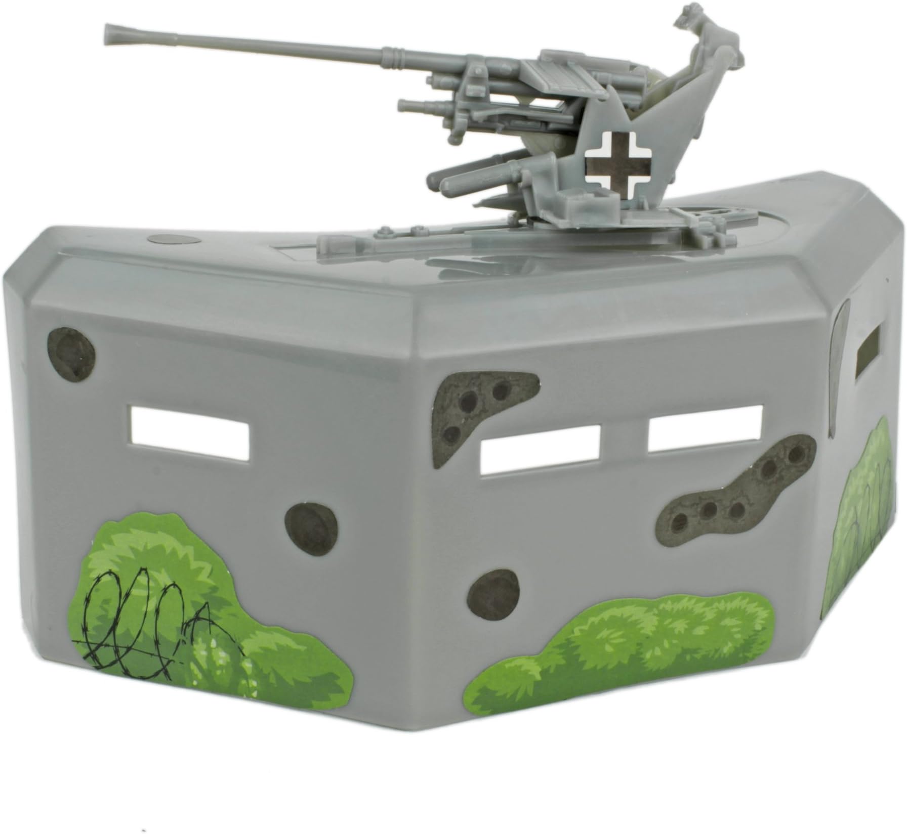 BMC WW2 Pillbox Bunker Defense with Artillery - 1:32 Plastic Army Men Accessory