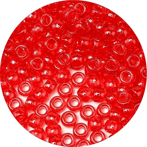 Praisebank, 1000 cuentas de poni transparentes rojas, cuentas para hacer joyas, cuentas para manualidades, cuentas para el cabello, cuentas para
