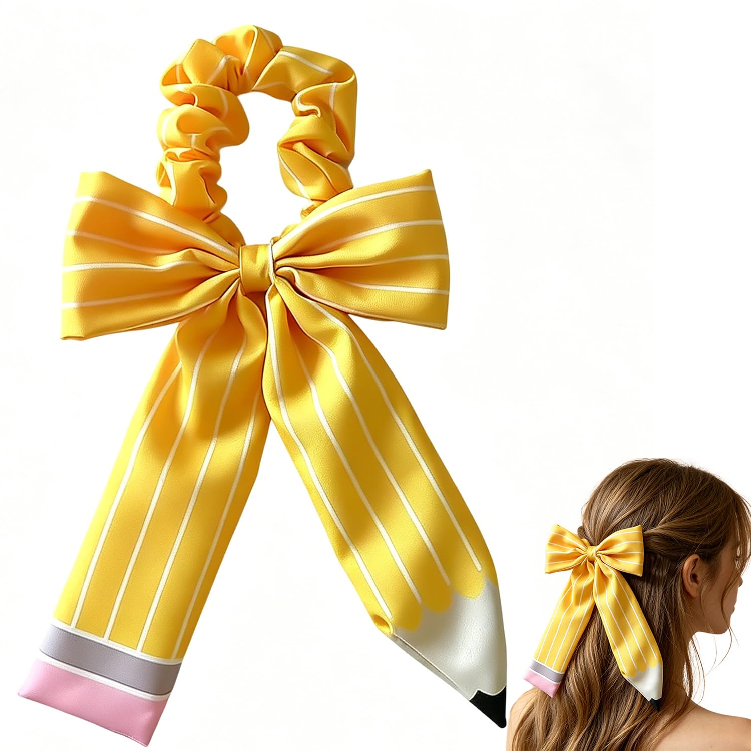 Back to School Hair Accessories Yellow School Pencil Hair Bow Headband for First Day of School Teacher Hair Accessories 1PCS