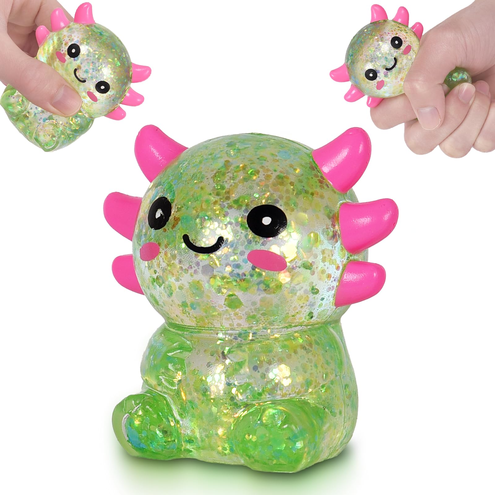 Puffwize Axolotl Squishy Toy, Cute Slow Rising Fidget Toy for Stress Relief, Soft Squeeze Sensory Toy for Kids and Adults, Handheld Stress Ball for Anxiety and Focus Sitting Posture Axolotl(Green) — image 1